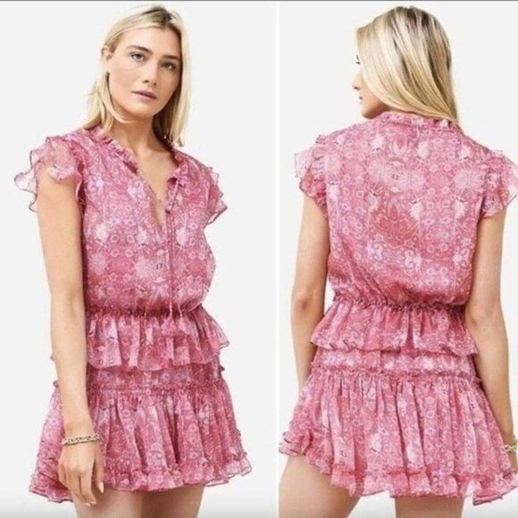 MISA LOS ANGELES Washed Rose Pink Danae Floral Blouson Mini Dress Sz XS NWT - Picture 3 of 12